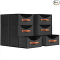 Homsorout Stackable Storage Drawers - Large Collapsible Storage Bins with Drawers, 6 Pack Closet Shelf Organizer Basket, Fabric Pull Out Organizer for Bedroom, Living Room, Dorm, Black