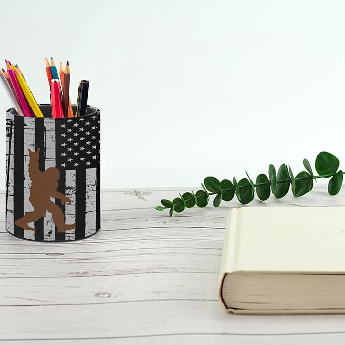 Sasquatch Pen Holder Pencil Cup for Desk Organizer | Cute Makeup Brush Holder PU Multifunctional Office Suppliesfor Decor Home Classroom School