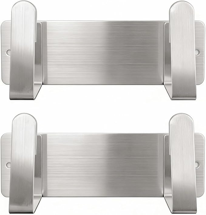 2 Pack Stainless Steel Cutting Board Pot Lid Organizer | 2-pack value set with adhesive & screws; rustproof steel, organizes kitchen utensils, pot lids & bathroom scale