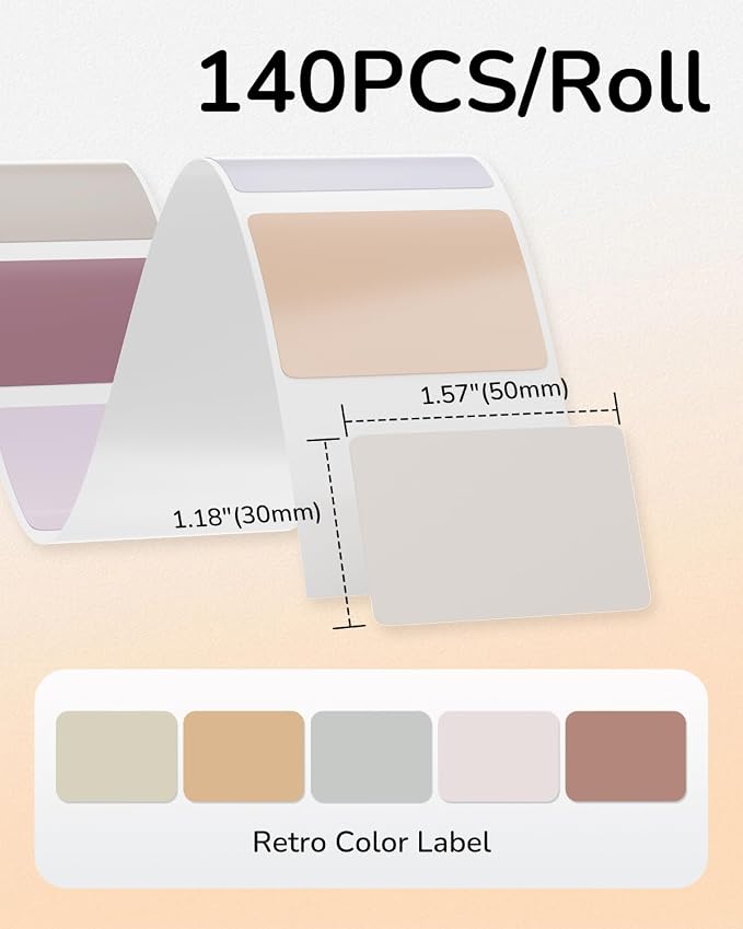 Phomemo Thermal Labels - 1.57" x 1.18" (40x30mm) 5 Colors, 1 Roll Label Stickers for M110/M100/M220/M250 Label Printers, Self-Adhesive Thermal Paper for Candle, Baking, Logo, Gift,230 PCS