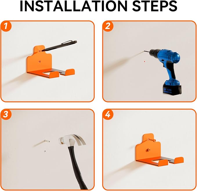 JNIHEEP Garage Organizer Trimmer Rack,Garden Power Tool Hanger,3Pack,Orange | Weedeater Rack, Heavy Duty Weed Whackers Holder Wall Mounted for Grass Trimmer, Hedge Trimmer, Garage Trimmer, Garden Tools