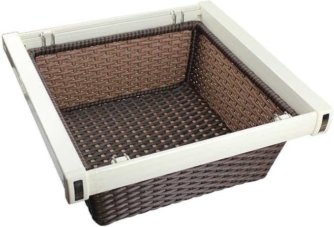 Pull Out Hanging Drawer,Rattan Under Shelf Storage Basket,Sliding Stackable Storage Bins,Adjustable Width 864-924mm,for Kitchen Bathroom Cabinets(Color2)