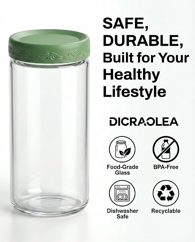 24oz 4Pack Glass Overnight Oats Jars Containers with Airtight Leakproof Lids, Reusable Mason Jars for Meal Prep, Yogurt Parfaits, Smoothies, Salads & Healthy Breakfasts (24 OZ-4-1)