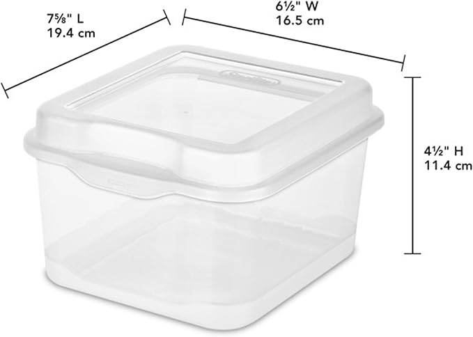 Sterilite FlipTop, Stackable Small Storage Bin with Hinging Lid, Plastic Container to Organize Desk at Home or Office, Clear, 36-Pack | Bin with Hinged Lid, Stackable Multipurpose Organizer for Art & Craft Supplies, Accessories, Photos & CDs, Home or O...