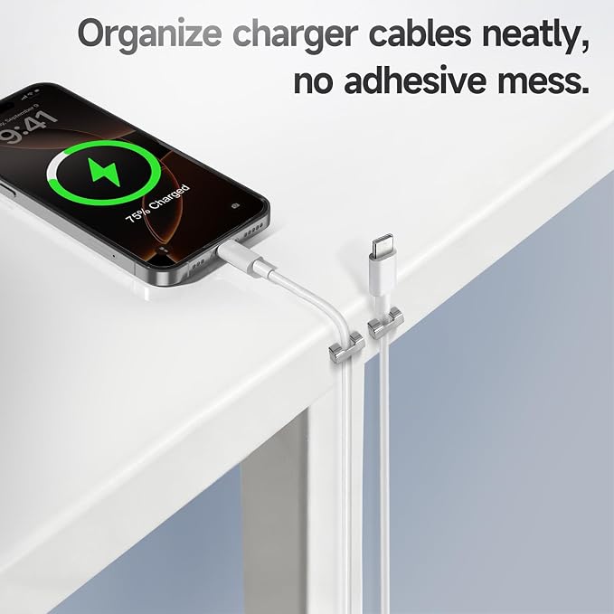10 Pack Magnetic Cord Organizer Holder, Strong Magnet Cable Clips | Wire Management for Desk, Under Desk, Nightstand, Office, Car, Kitchen, Adjustable