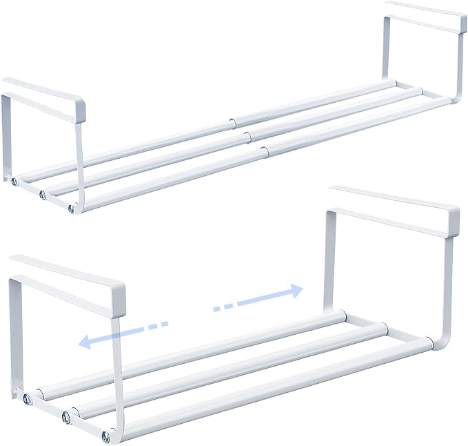 CroBlissful 3 Pcs Expandable Shoe Rack Organizer for Closet 16.5-31.5 Inch Adjustable Retractable Hanging Cabinet Shoe Shelf Dorm Room Storage for Space Saving (White)
