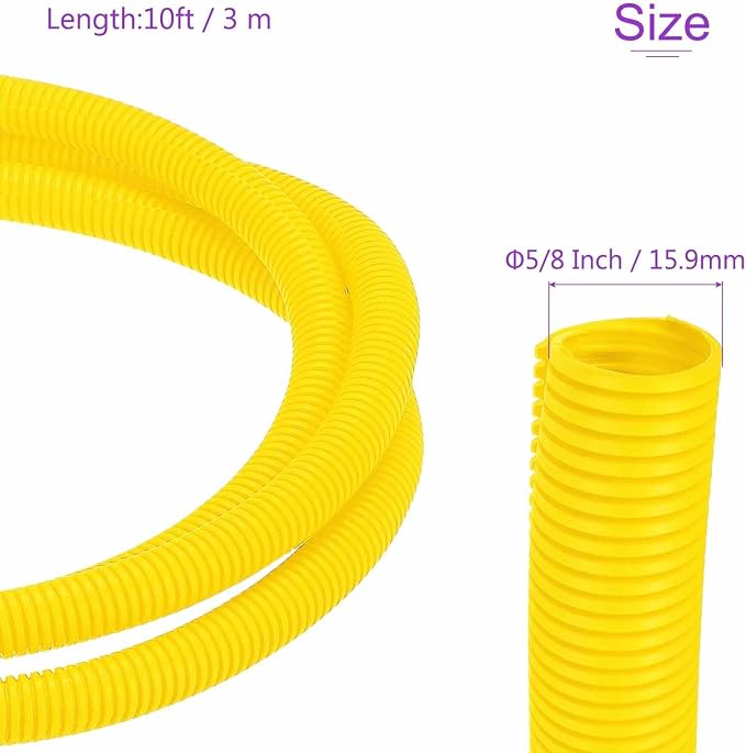 DMiotech 10ft Wire Loom Split Tubing 5/8 Inch(15.9mm) ID, Cord Protectors from Pet Flexible Conduit Cable Management for Office Home Garden, Yellow