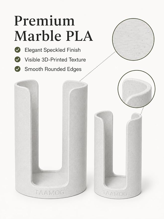 2Pcs Mason Jar Lid Organizer - 3D Printed Marble Canning Lid Storage Rack for Wide & Regular Mouth Lids, Stackable Kitchen Cabinet & Countertop Holder, Fits Reusable Canning, Yeti Lids - Marble White