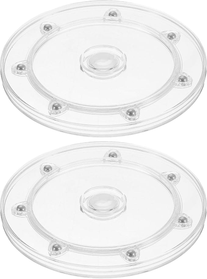 uxcell 2Pcs Acrylic Lazy Susan Turntable, 6 Inch Clear Turntable Organizer Ball Bearing 360 Degree Rotating Tray for Spice Rack Table Cake Kitchen Pantry Decorating Bathrooms