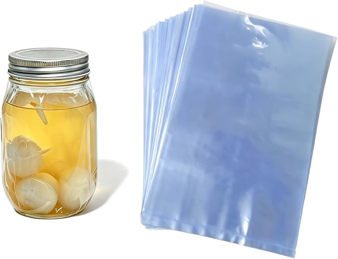 Shrink Wrap Bags, 100 Pcs 7x10 Inch Clear PVC Heat Seal Bag Film for Packaging Books, Soap Sleeve Packaging, Jars, Gifts, DVD/CD Film, Photo Frames, Candles, Bottles, and Homemade DIY Projects