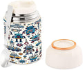 Qilmy Cute Robot Pattern Insulated Food Jar with Spoon, 17oz Stainless Steel Vacuum Lunch Container, Leakproof Hot & Cold Thermo Soup Jar for Kids & Adults