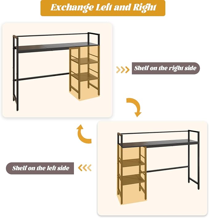 HavenlyYouth Desk Shelf, 38.6 Inch Wood Desk Organizer Shelf for Computer Monitor, Desk Hutch Storage, Desktop Shelf for Top of Desk, 3 Tier Desktop Bookshelf for Home Office Dorm, Black
