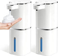 RYTOXILO Automatic Foaming Soap Dispenser Touchless, 2 Pack White Auto Foam Soap Dispensers for Bathroom and Kitchen, 15 Fl Oz Plastic Electric Dish Foamy Dispensers Wall Mount with 1200 mAh Battery