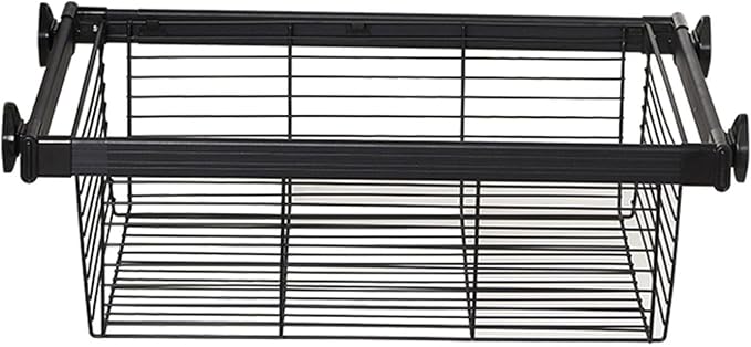 Closet Pull-Out Basket,Stackable Shelf Baskets Organizer,Aluminum Alloy and Stainless Steel Stackable Storage Bins,for Office Bathroom Bedroom(28.11-30.07in)