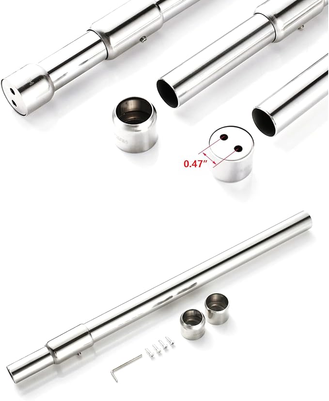 Heavy Duty Adjustable Closet Rod Autuwintor Closet Rod Extender Hanging with Brackets 16-26 Inches Stainless Steel Silver Quantity-2pcs