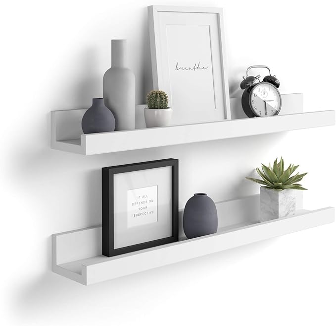 Mobili Fiver, Set of 2 First Picture Shelves, 31.49 in, Matt White, Made in Italy
