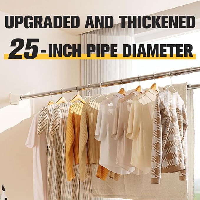 Closet Rod,Adjustable Closet Rods for Hanging Clothes,Rust-Resistant Tension Bathroom Rod for Window,Bathroom,Closet,Room Divider Without Drilling,Heavy-DutyTension Rod