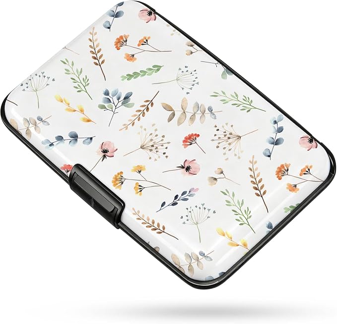 Credit Card Holder RFID Aluminum card case Leaves mini Wallet Women Men | ABS Business ID Case,Hard Case Large Capacity 6 Slots, Waterproof Durable ，Secure Closure Slim Small Credit Card Protector
