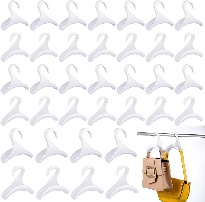 Maitys 36 Pcs Purse Hanger Hook Acrylic Bag Rack Holder for Bag Hanger Handbag Tote Hook Closet Organizer Storage Over The Closet Rod Backpacks Satchels Crossovers Tote (White)