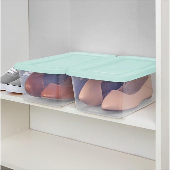 Sterilite 60 Pack Stackable Storage Bin with Lid, Clear Plastic Design, 6 Quart