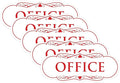 All Quality Designer Office Sign | Easy Installation - White/Red - Medium (5 Pack)