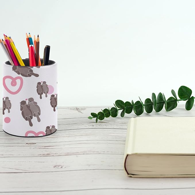 Sea Otter Pen Holder Pencil Cup for Desk Organizer | Cute Makeup Brush Holder PU Multifunctional Office Suppliesfor Decor Home Classroom School
