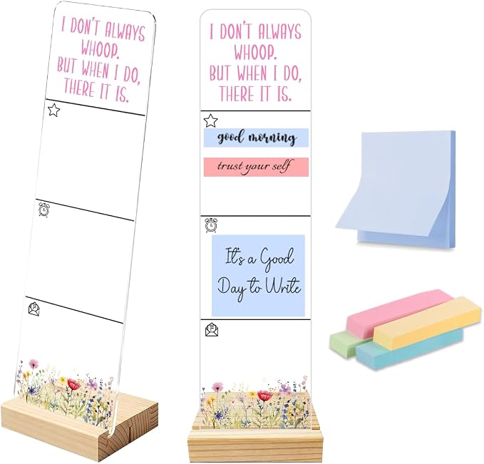 Sticky Notes Monitor Memo Board with Removable Wooden Base I Dont Always Whoop Funny Quote Message Board Portable Sticky Note Holder with 200 Sheets Sticky Notes Inspirational Office Desk Decor