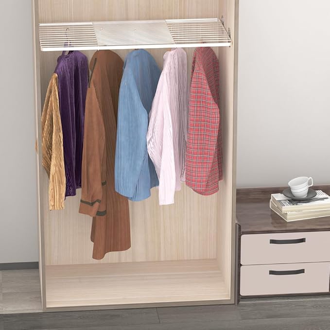 Slideep Adjustable Closet Storage Shelves with Seamless Sticker, Stainless Steel Expandable Wardrobe Shelves Organizer System for School Locker, Under Sink (Large, 2Pack)