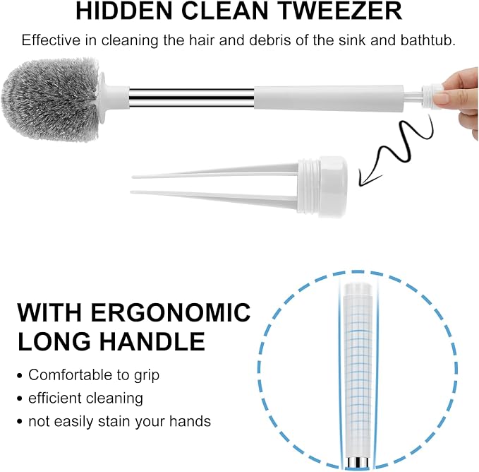 SetSail Toilet Brush, Self Closing Lid Toilet Bowl Brushes Holder and Extra Long Handle Ventilated Toilet Brush Set for Bathroom Cleaning, Nylon Bristles, Pure White