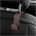 Car Seat Headrest Hook, Microfiber Leather Hanger Holder Hook for Hanging Purse and Bag, Universal Vehicle Back Seat Organizer Hook for Grocery Bag Handbag Coat (Brown)