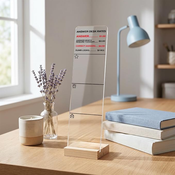 Monitor Memo Board, Sticky Note Holder, Sticky Note Board for Desk, Acrylic Desk Buddy with Wooden Base, Includes 200 Notes, Funny Office
