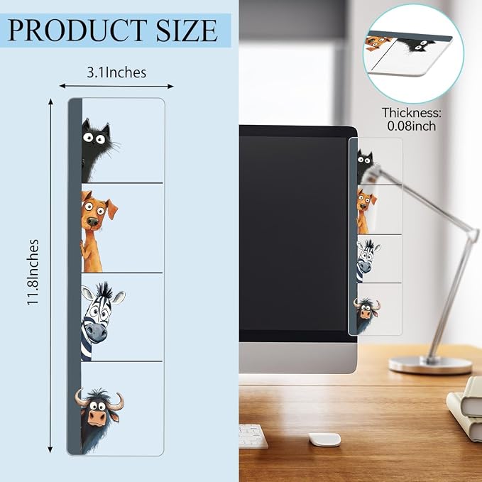 Gifts for Animal Lovers Computer Monitor Memo Board, Sticky Note Holder, Monitor Side Note Board, Acrylic Desk Organizer with 100Pcs Notes for Office Worker Men Women, Home Desktop and Office Desk