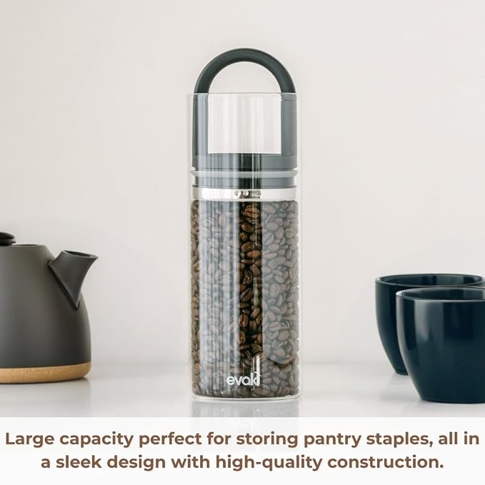 Prepara Evak Classic Glass Food Storage Container, Large (46oz) - Airless Sealed, Great for Keeping Pantry Dry Staples Fresh