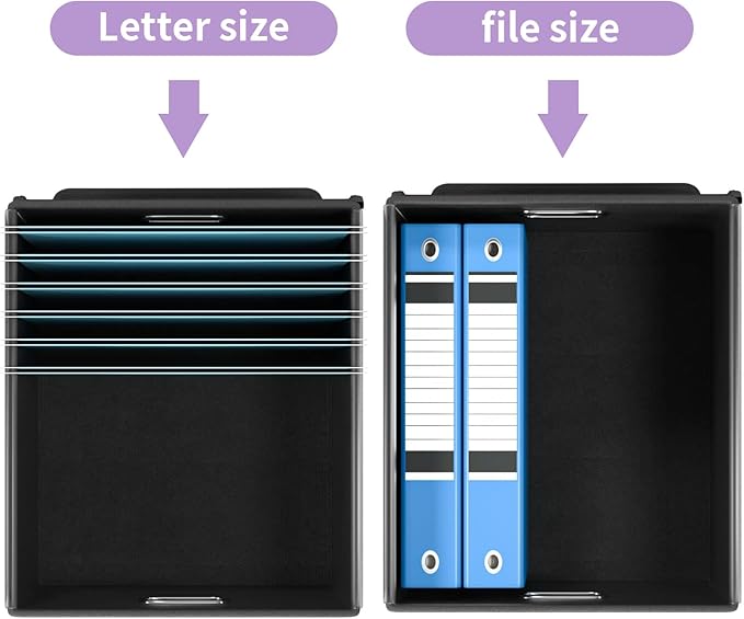 Decorative File Organizer Storage Boxes with Lid, Huolewa Linen Hanging Filing & Storage Box with Plastic Slide for Office/Decor/Home, Universal Hanging Filing Organization Box for Letter/Legal Folder