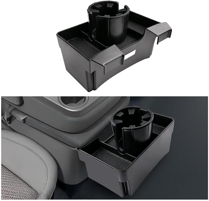 For Double Layer Center Console Hanging Organizer Box&Large Cup Holder Compatible with 2019-2026 Silverado/Sierra 1500& 2020-2026 Silverado/Sierra 2500/3500 Accessories(Split-Bench Folding Seat Only)