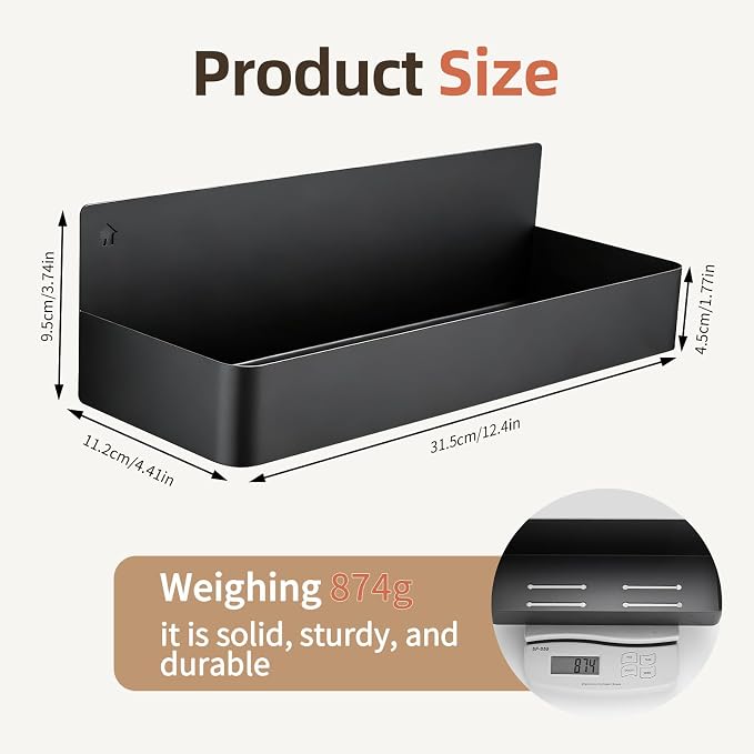 1 PACK Magnetic Spice Rack for Refrigerator Black Space Saving Storage Organizer with Rust Resistant Material Strong Magnetic Design Perfect for Small Kitchens (BLACK, 1PACK)