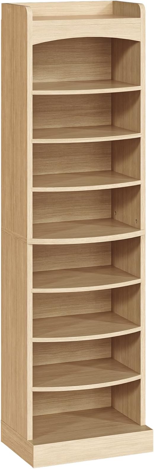 YATINEY 9-Tier Tall Shoe Rack, Wooden Shoe Storage Organizer, Narrow Shoe Cabinet with Removable Shelves for Small Spaces, Holds 18 Pairs of Shoes, for Entrance, Hallway, Natural SS22NL
