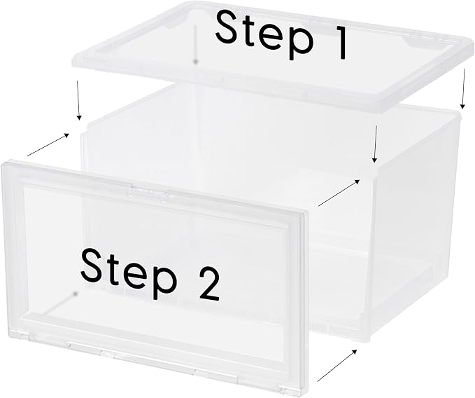 IRIS USA 6-Pack, Stackable Shoe Display Box with Flip Door, Clear | Protect footwear with stackable storage and easy access design for closets, entryways, and under bed spaces