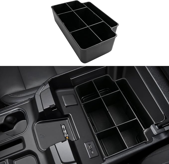 Center Console Lower Armrest Organizer Tray For 2022-2026 Silverado&Sierra 1500/2024-2026 Silverado&Sierra 2500HD/3500HD - Full Console w/Bucket Seats Only