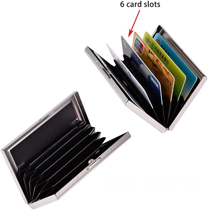 EASTNIGHTS RFID Credit Card Holder Metal Wallet Stainless Steel and Pu Leather Credit Card Protector Case (pink)