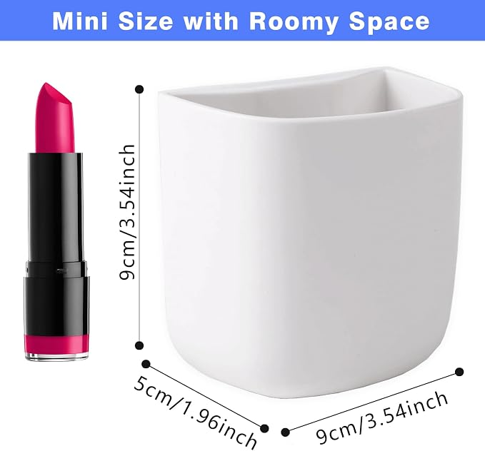 JDYOOMI Pencil Holder - Self-Adhesive Wall Mount Pen Cup,Marker Pot,Writing Utensil Storage Organizer for Fridge,Locker,Whiteboard,home and office - White - 2Pcs/Set