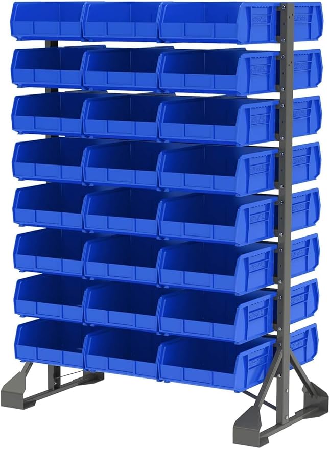 Akro-Mils 30235 AkroBins Plastic Storage Bins, Space-Saving Stackable Bins for Garage, Pantry, Craft Organization, 11" x 11" x 5", Black, 6-Pack
