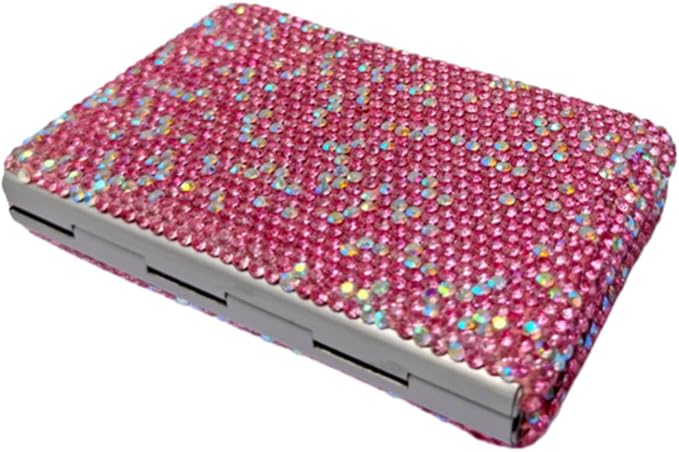 1Pc Card Wallet Card Case Bling Bling Business Card Holder,Pink | Fashion,Crystal and Aluminum,Unisex-Adults,Compact Purse,Rhinestone