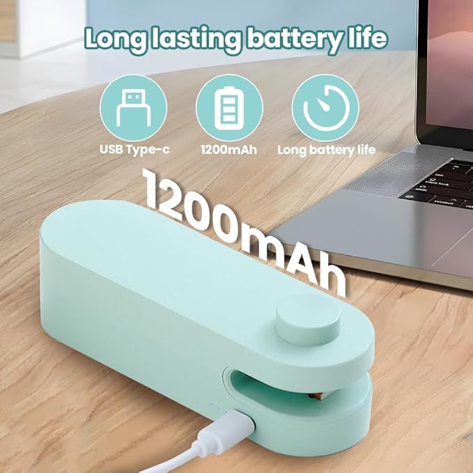 4 in 1 Mini Bag Sealer, 2024 New Mini Bag Sealer with Cutter USB Rechargeable Chip Bag Sealer Heat Seal Portable Bag Resealer for Plastic Bags Snacks & Food Storage Chip Bag Sealer (White, 1pcs)