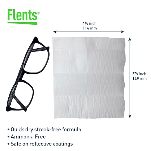 Flents Lens Wipes, Wipe 'N Clear Basic, 200 Count, Pre-Moistened, Streak-Free, Safe for Glasses, Sunglasses, Gentle Cleaning, Clear Vision, Streak-Free, Individually Wrapped for Travel & Convenience