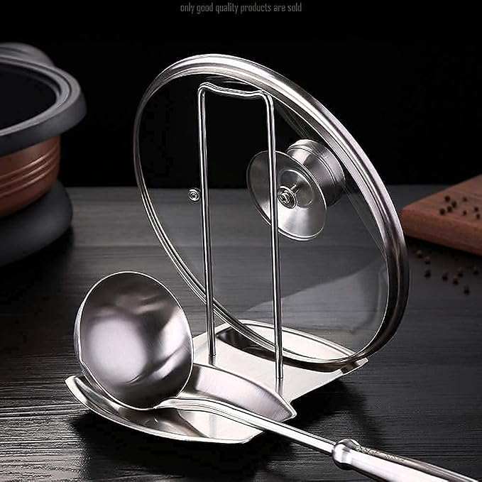 Pan Lid Holder Progressive Lid and Spoon Rest Shelf 304 Stainless Steel Pan Lid Organizer Kitchen Decor Tool | iPstyle 304 Stainless Steel Pan Lid Holder Spoon Rest Organizer Kitchen Tool