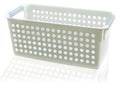 Basicwise Rectangular Plastic Storage Basket with Easy-Grip Handles Ventilated Organizer Bin for Bathroom Pantry Closet Laundry Kitchen Shelves Countertops and Home Organization Essentials, White