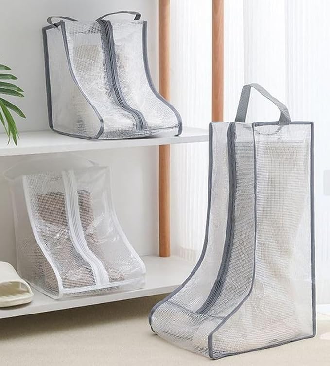 Portable 2 Pack Boots Storage, Tall Boots Storage/Protector Bag | Grey Portable waterproof storage bags are used for travel storage,under the bed,wardrobe,shoe cabinet and other home storage