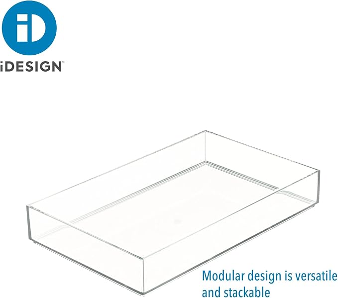 iDesign Makeup Drawer Organizer Tray for Vanity or Bathroom Countertop - Set of 2 - Clear