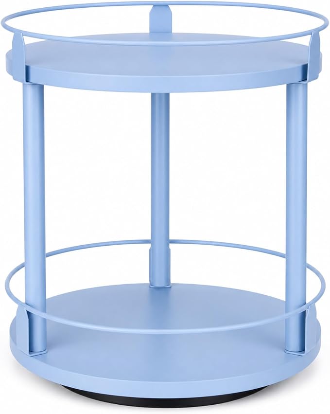 Light Blue Lazy Susan Organizer 2 Tier, Spice Rack Lazy Susan Organizer for Cabinet 10 Inch Rotating Spice Holder for Kitchen Countertop Pantry Dining Table Coffee Bar Storage